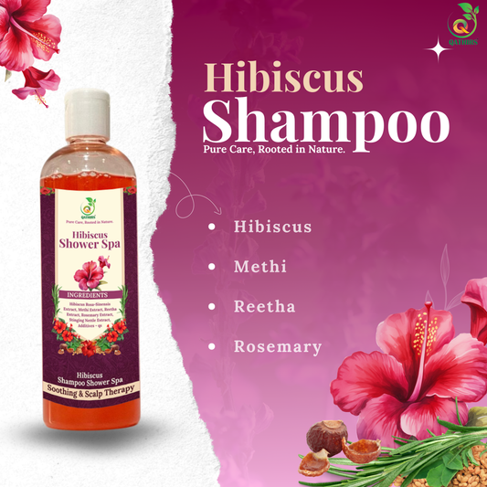 Qathirs Hibiscus Shampoo | Herbal Cleanser with Hibiscus, Methi & Rosemary | SLS & Paraben-Free | Hair Growth & Dandruff Control – 200ml