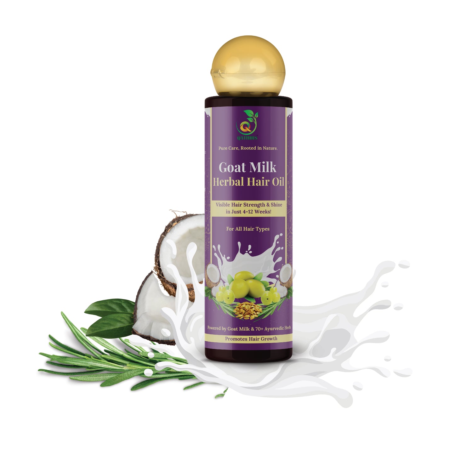 Qathirs Goat Milk Herbal Hair Oil | India’s 1st with 70+ Herbs | Stops Hair Fall, Boosts Growth & Deep Nourishment