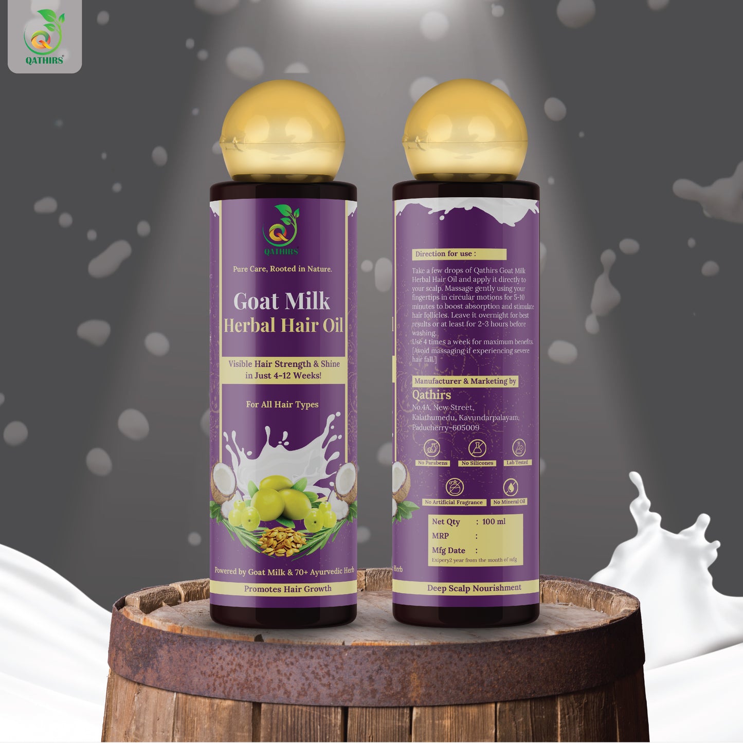 Qathirs Goat Milk Herbal Hair Oil | India’s 1st with 70+ Herbs | Stops Hair Fall, Boosts Growth & Deep Nourishment