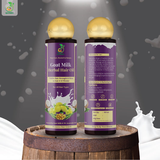 Qathirs Goat Milk Herbal Hair Oil - 70+ Herbs Ayurvedic Herbs for Hair Fall , Dandruff & Growth | Natural Hair Nourishment(100 ml)