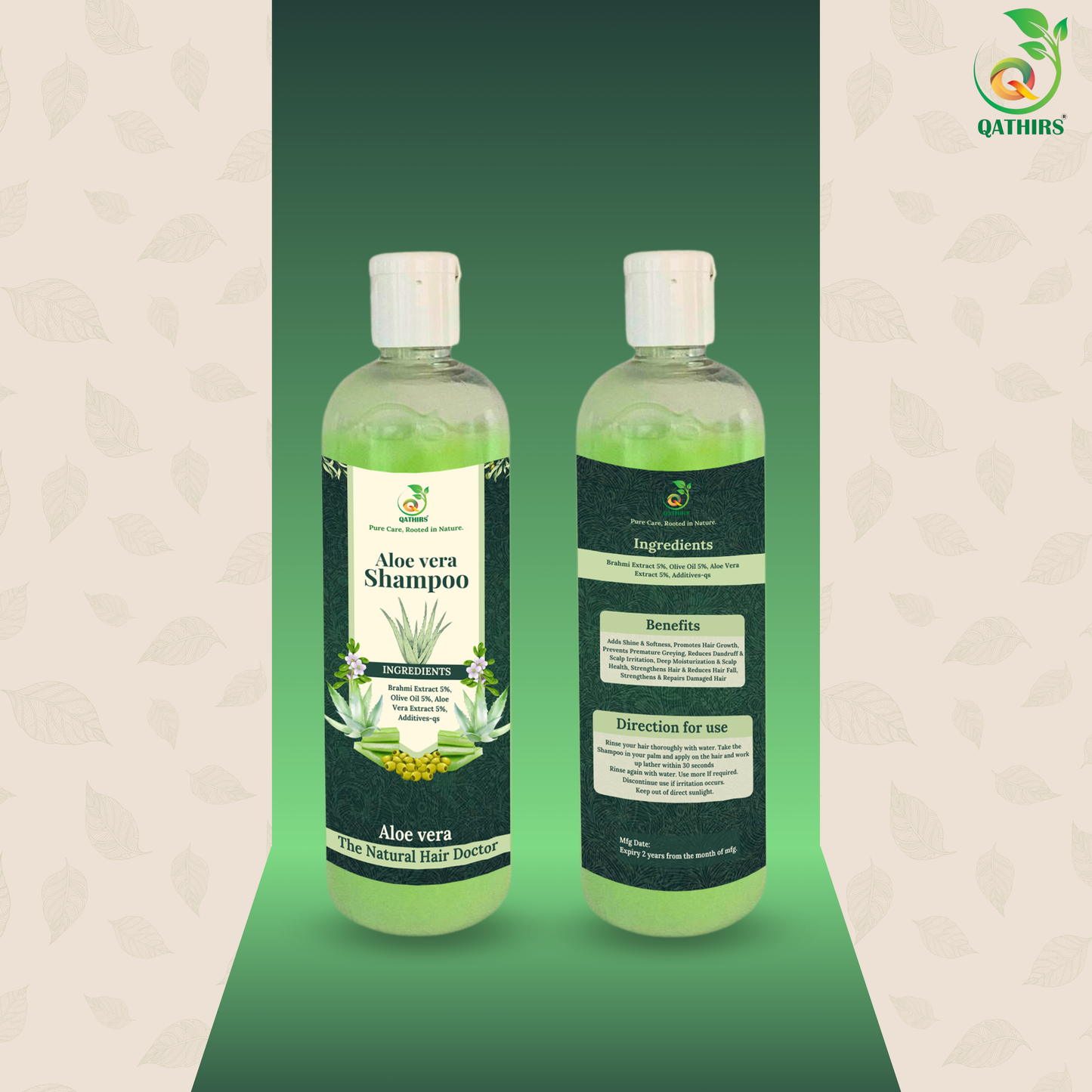 Qathirs Aloe Vera Shampoo | Natural Herbal Formula | Controls Dandruff, Promotes Hair Growth & Adds Shine – 200ml