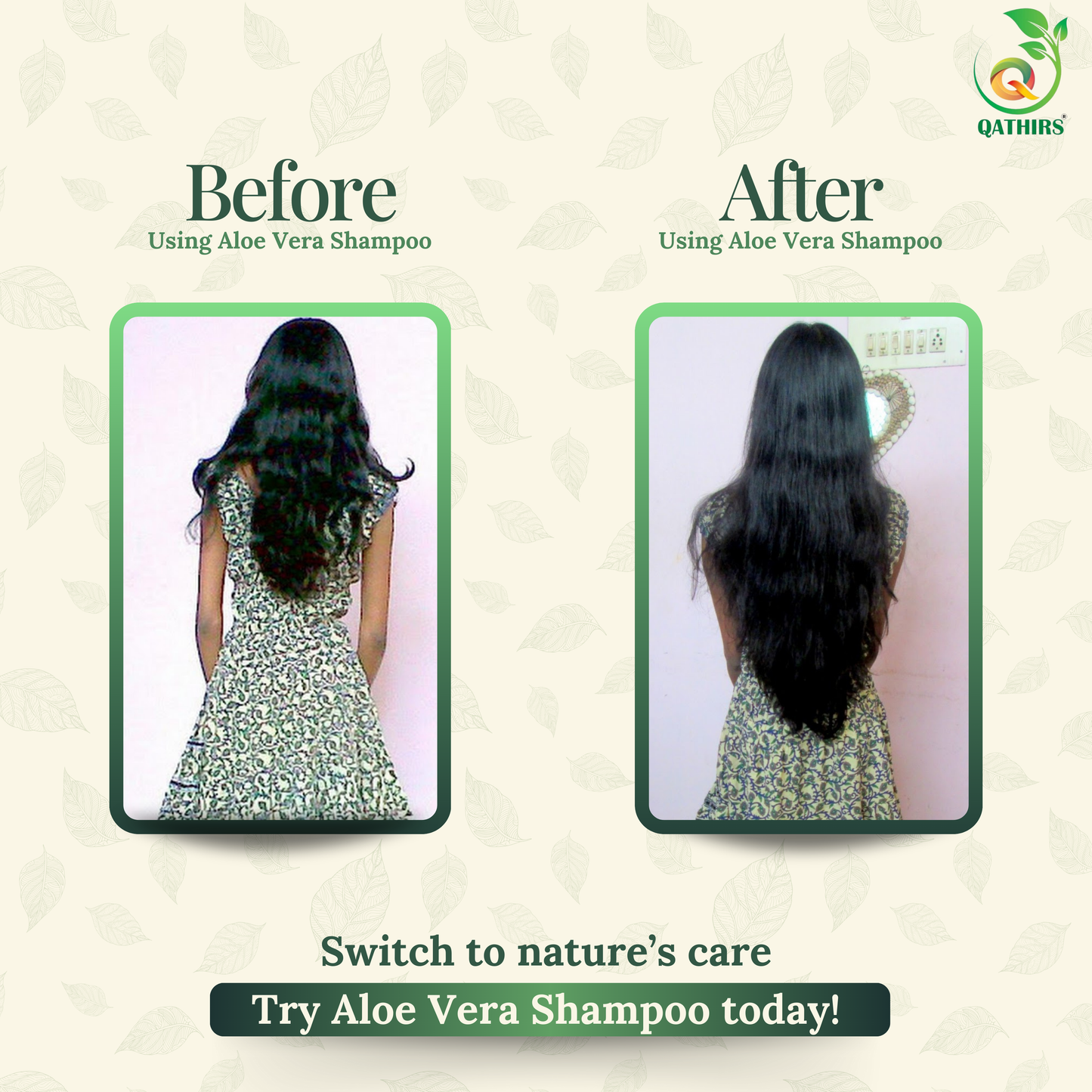 Qathirs Aloe Vera Shampoo | Natural Herbal Formula | Controls Dandruff, Promotes Hair Growth & Adds Shine – 200ml