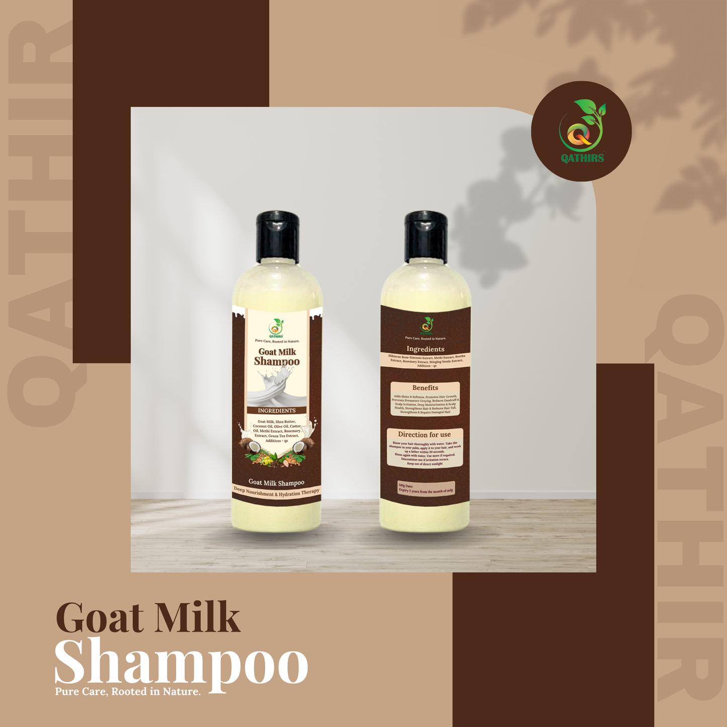 Qathirs Goat Milk Shampoo | Deep Nourishment & Hydration | For All Hair Types – 200ml