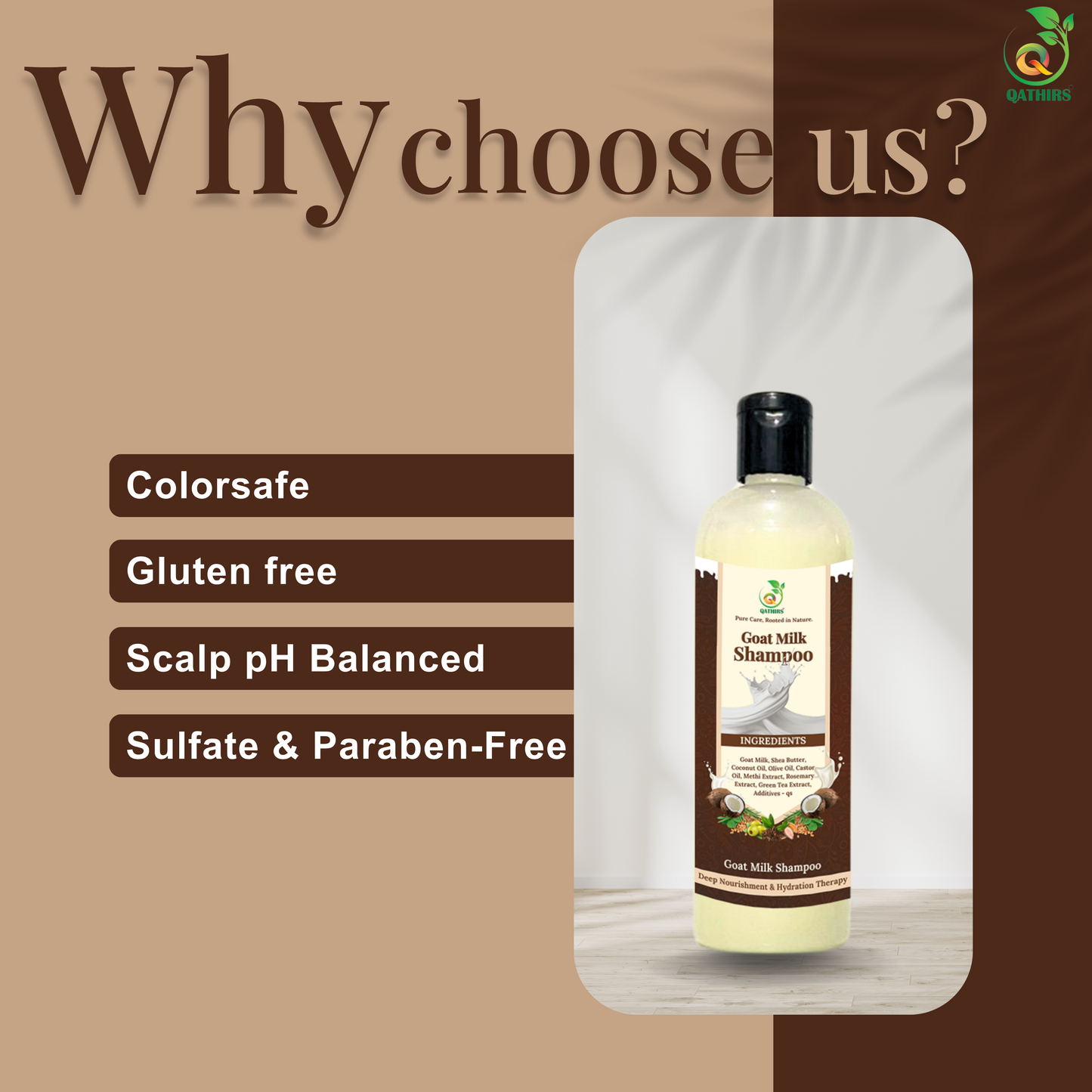 Qathirs Goat Milk Shampoo | Deep Nourishment & Hydration | For All Hair Types – 200ml