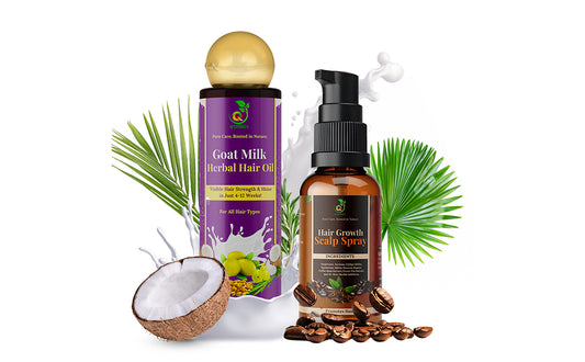Qathirs Goat Milk Herbal Hair Oil (100ml) + Hair Growth Scalp Spray (40ml) | Complete Hair Care Combo – Prevents Hair Fall, Boosts Growth & Nourishes Scalp