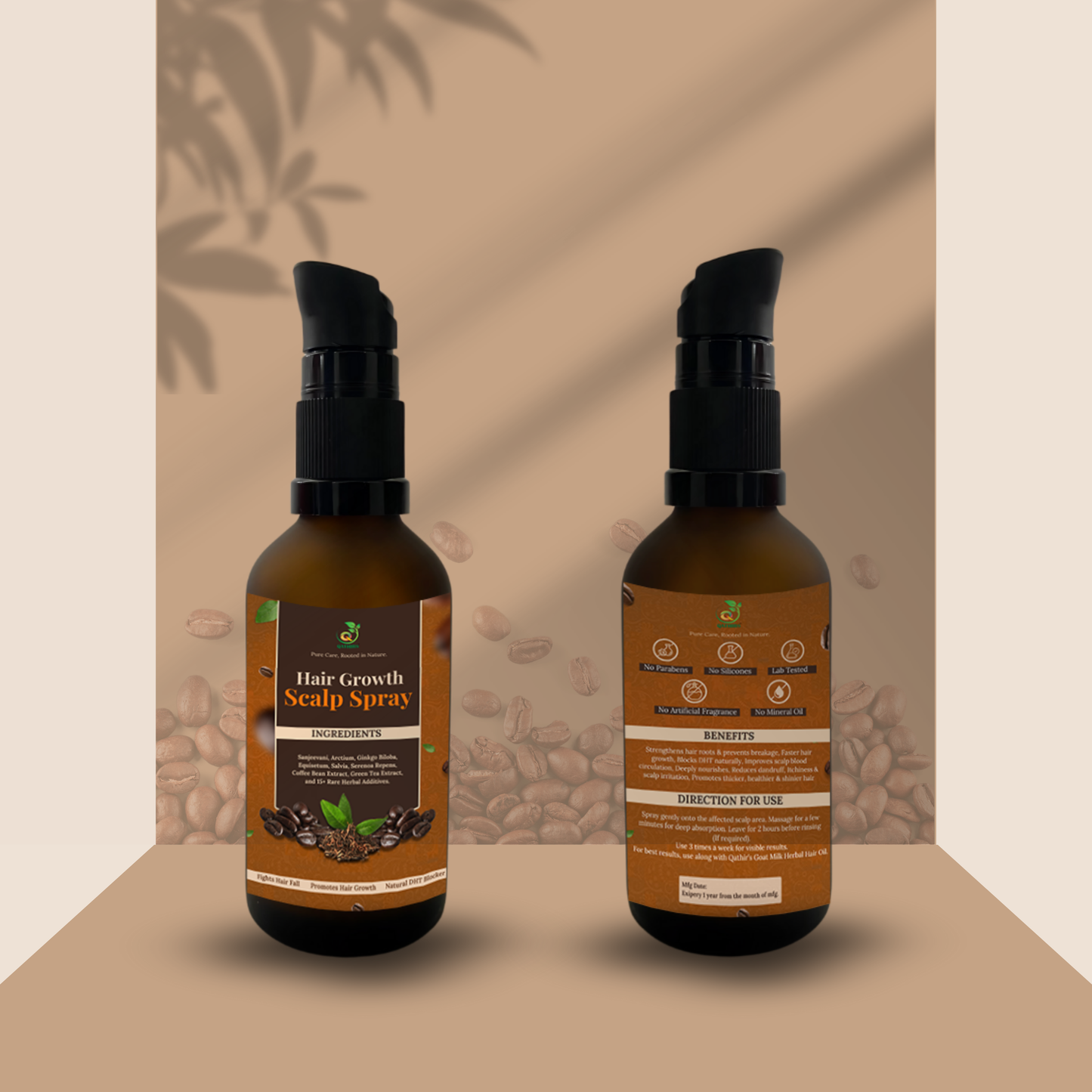Qathirs Hair Growth Scalp Spray | Oil-Type Natural DHT Blocker | Stops Hair Fall & Boosts Growth – 40ml( pack of 2)