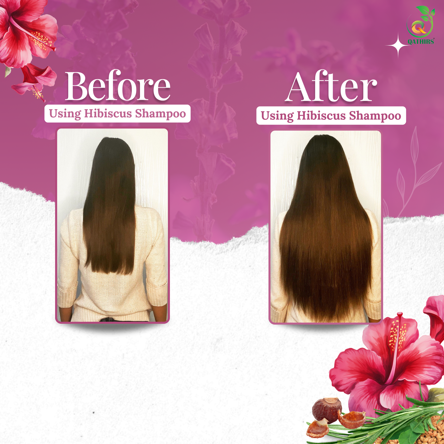 Qathirs Hibiscus Shampoo | Herbal Cleanser with Hibiscus, Methi & Rosemary |  Strengthens & Adds Shine – 200ml